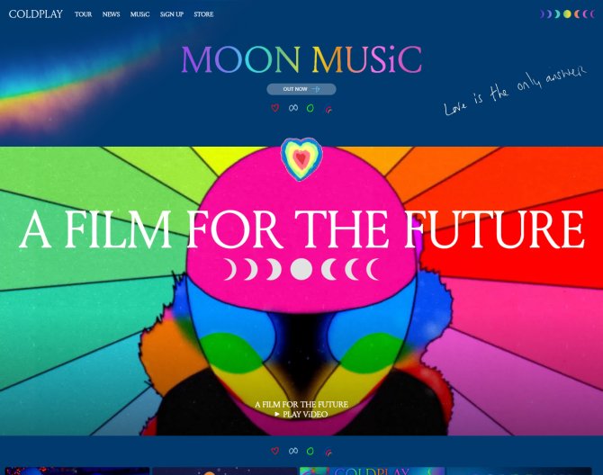콜드플레이 친환경적 우주 세계관 웹