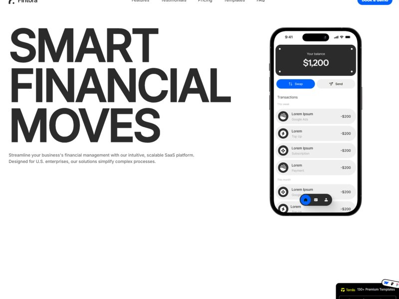 [Webflow] 핀테크 & SaaS를 위한 Finantu 전문 웹사이트 템플릿