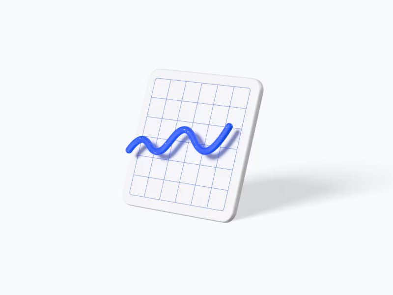 라인 차트 3D 일러스트레이션