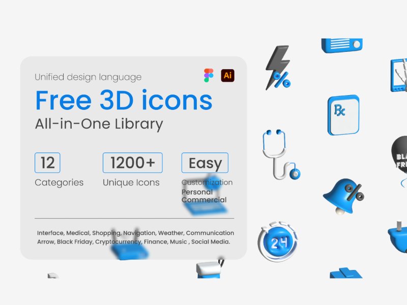 3D Icons - Free Unified design packs