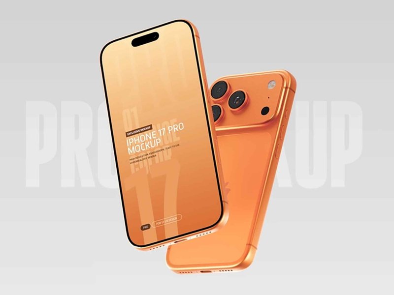 오렌지 컬러 iPhone 17 Pro 목업