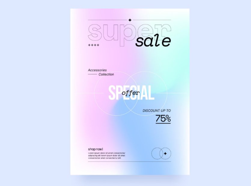 세련된 컬러 조합 그라디언트, 세일 포스터 템플릿